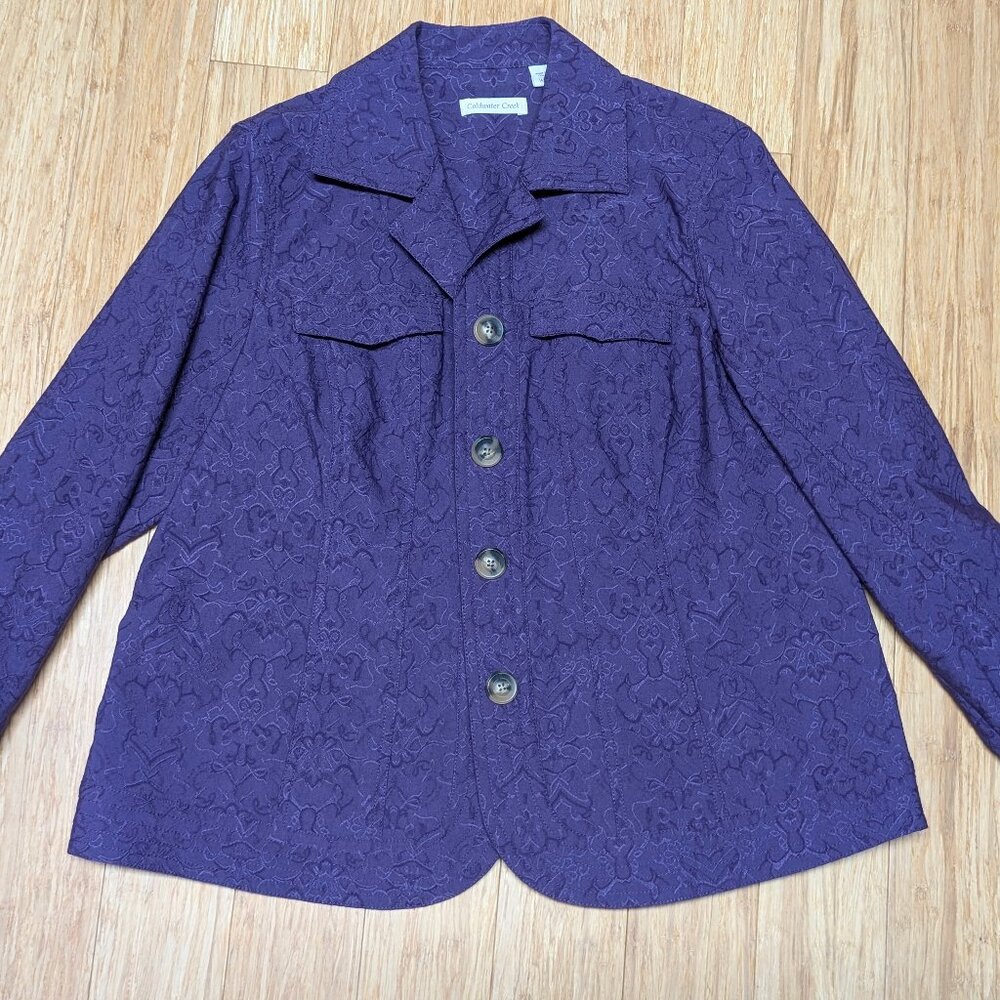 Coldwater Creek Royal Purple Textured Jacket Size W18 - Picture 6 of 11